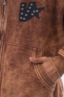 VENENO BUZO ZIPPER HORNS MARRON