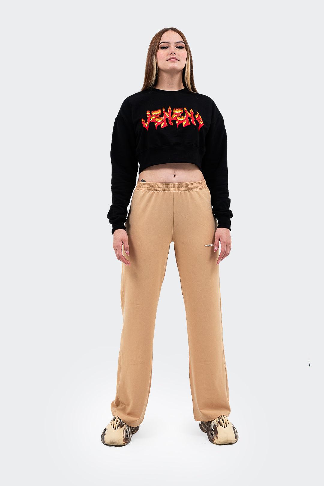 Veneno Mujer Sueter Crop Flames Negro | HYPE